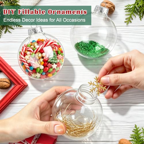 3.15 Inch Clear Plastic Fillable Christmas Ornament Balls - Pack of 12