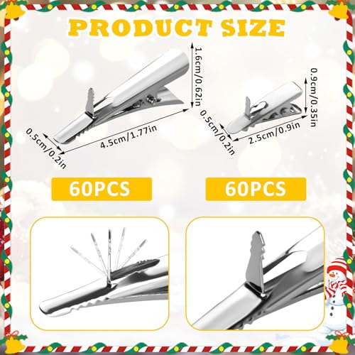 Augshy 120Pcs Christmas Metal Clips Ornament, Clips Christmas Tree Clips Artificial Flower Clips Small Roach Clips for DIY Christmas Poinsettia Wreath Tree Decorations