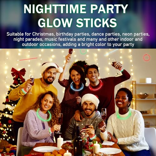 300 Pcs Glow Sticks Bulk Party Pack - Red, Green, White with Connectors (8 Inch)