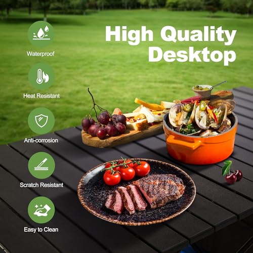 LET'S CAMP Folding Camping Table - Aluminum Roll-up Bar Table for Outdoor Use