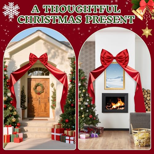 LASNFIO 87 Inch Red Double-Layer Christmas Tree Topper Bow - Giant Satin Ribbon Decor