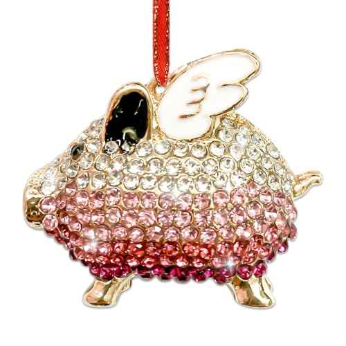 Pig Ornaments for Christmas Tree Decorations Metal Flying Pig Christmas Ornaments with Rhinestones Animal Ornament for Tree Decor Crystal Ornament Keepsake Gifts for Women Girl Kids