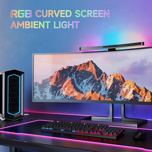 ONWAY Matte Curved Monitor Light Bar with RGB Backlight for 27-34" Screens, No Glare, Wireless Remote Control