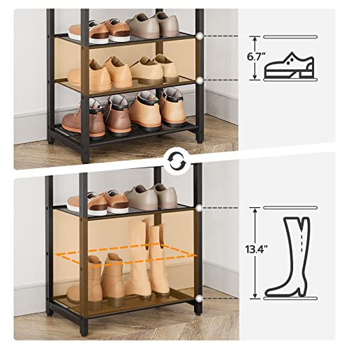 10 Tier Shoe Rack - Large Capacity Metal Shoe Organizer for Closet & Entryway - Rustic Brown 20.5"L x 11.8"W x 67.7"H