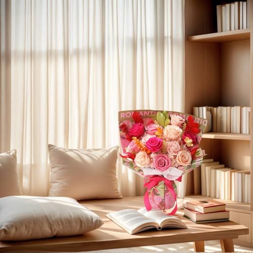 Lovenfold Preserved Mixed Roses Bouquet - 12 Champagne Roses Gift for Her, Mom, Grandma (Variation 1204)