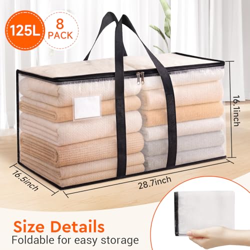Heavy Duty Moving Storage Bags 125L 8-Pack - Water-Resistant & Durable
