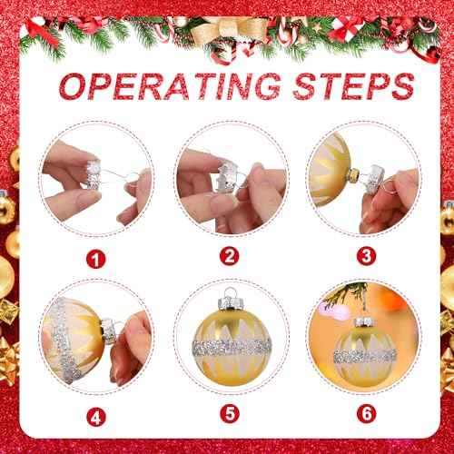 100pcs Round Christmas Ball Ornament Caps 0.71in, Ornament Tops Caps Xmas Hanger DIY Decorations Cap for Christmas Tree Ceramic Glass Porcelain Top Hanging Ornaments, Gold