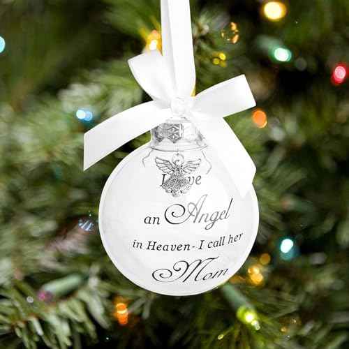 Christmas Memorial Feather Ball Angel Ornament I Have an Angel in Heaven I Call Her Mom Family Memorial Loss of Loved One Hanging Pendant Xmas Tree D?cor