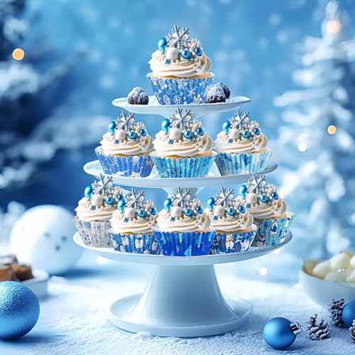 SANNIX 450pcs Winter Christmas Cupcake Liners Santa Snowflakes Cupcake Wrappers Baking Cups Paper Wraps Muffin Liners for Xmas Winter Birthday Party Candy Cake Decorations Supplies(9 Designs)