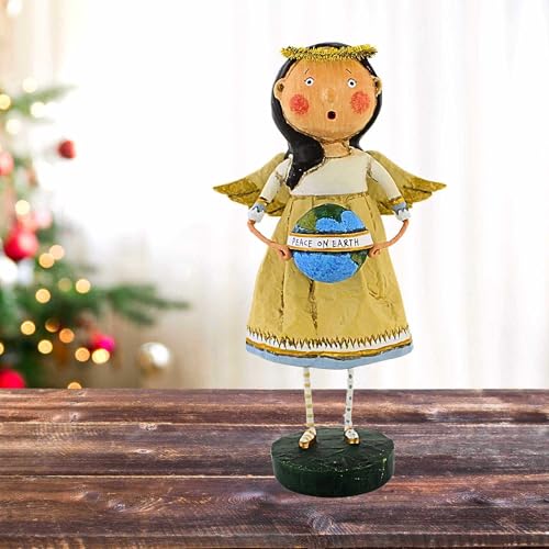 Lori Mitchell Angel of Peace Polyresin Figurine 8 In World Globe