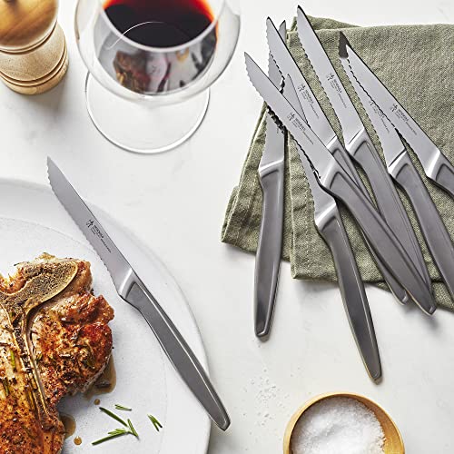 8-Piece Stainless Steel Razor-Sharp Steak Knife Set - Silver, German Engineered