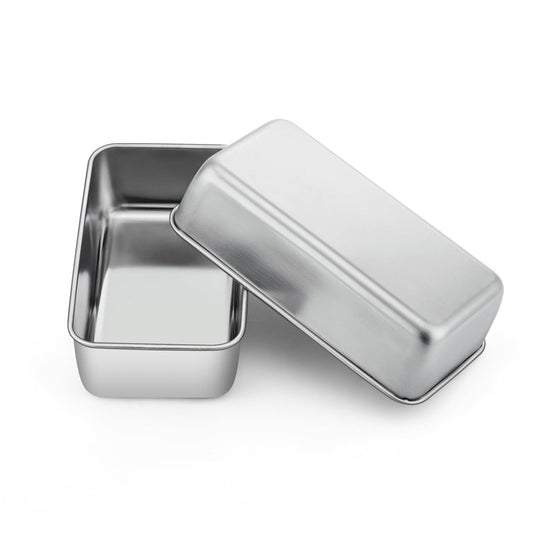 P&P CHEF Loaf Pan Set, 9 x 5 Inch Bread Pans, Stainless Steel Loaf Toast Baking Pans For Bread Meatloaf Lasagna Cake, Healthy & Non Toxic, Oven Safe& Easy Clean, (Silver, 2Pcs)