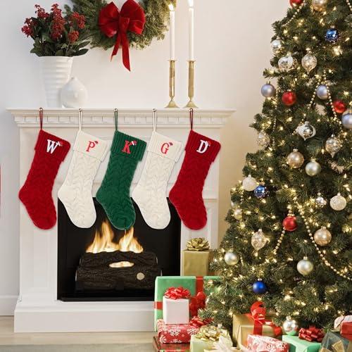 Initial Christmas Stockings,Monogram Letter Stocking Knit Family