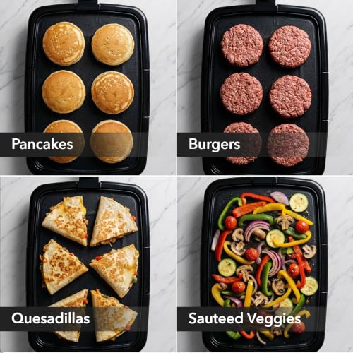 OVENTE Electric Griddle with 16 x 10 Inch Non-Stick Plate, Black