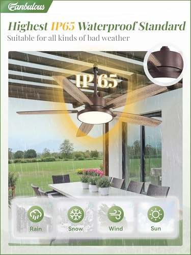 52-Inch Waterproof Outdoor Ceiling Fan with Light IP65 for Patio Gazebo - Oil Bronze