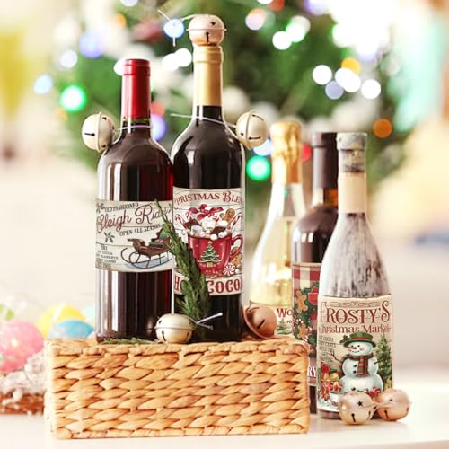 44 Pack Vintage Christmas Wine Bottle Labels Waterproof Stickers