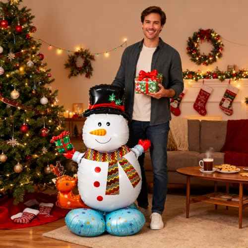 Christmas Party Balloons Decorations - Large Snowman Balloons Christmas Foil Balloon for Winter Holiday Christma Party Decor Supplies