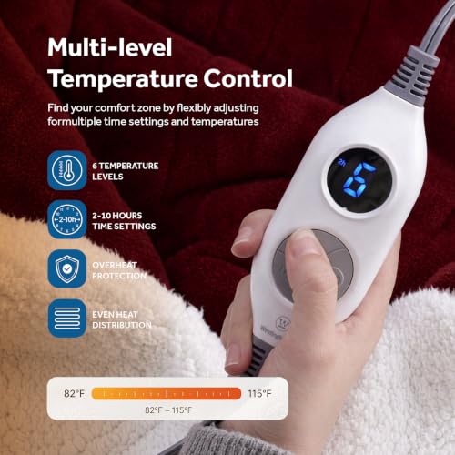 Heated Snuggle Wearable Blanket with Foot Pocket & Sleeves - Red, 70x50" - Christmas Variation