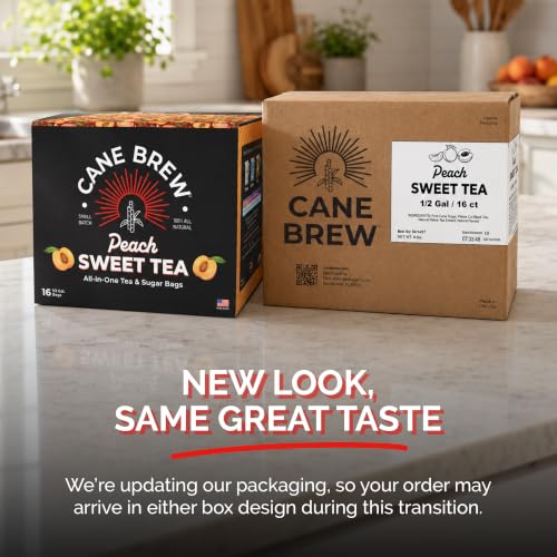 Peach Iced Tea Bags - No Boil Cold Brew 16 Half-Gallon Bags - Cane Brew