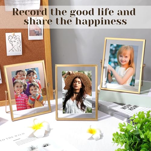 Hoteam Gold 4x6 Inch Floating Photo Frames Set of 12 - Elegant Metal Glass Display