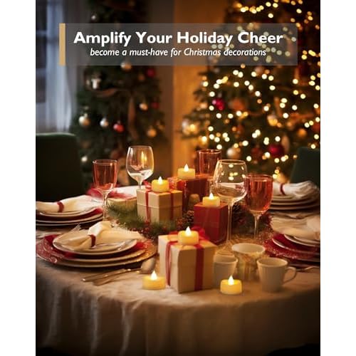 LED Candles with Remote and Timer, 12PCS Flameless Tea Lights Candles Battery Operated, Remote Control Tea Lights with 6/8 H Timer for Halloween Christmas Holiday Warm White