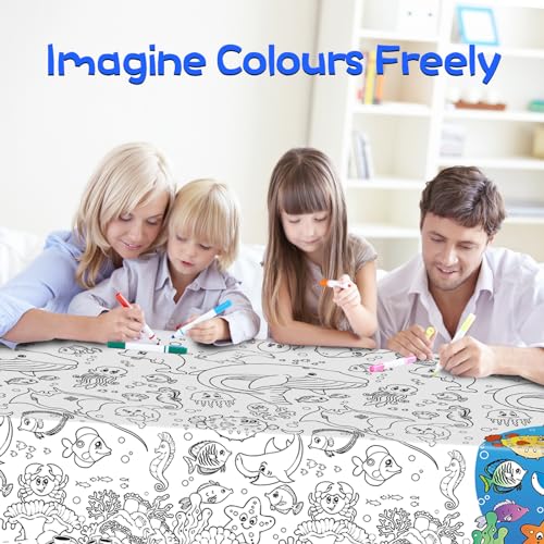 Ocean Coloring Tablecloth 54 x 108 Inches Giant Kids Craft Poster