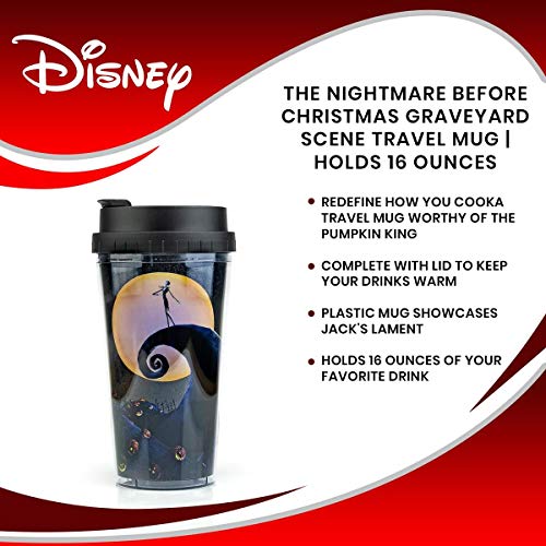 Nightmare Before Christmas 16-Oz Travel Tumbler - Silver Buffalo Double-Wall Glitter Mug