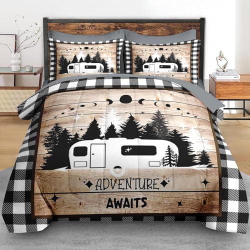 Camping Queen Comforter Set with Sheets - 7 Pieces RV Camper Bedding - Queen / Campervan