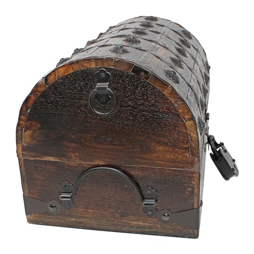 Large Nautical Cove Wooden Treasure Chest with Velvet Lining & Antique Lock