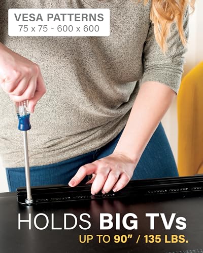 Large No Stud TV Wall Mount for 42-90-Inch Screens Up to 135lbs Low Profile