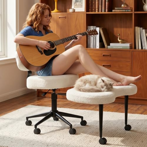 DUMOS ADHD Meditation Chair White, Ergonomic Cross-Legged Office Desk Chair