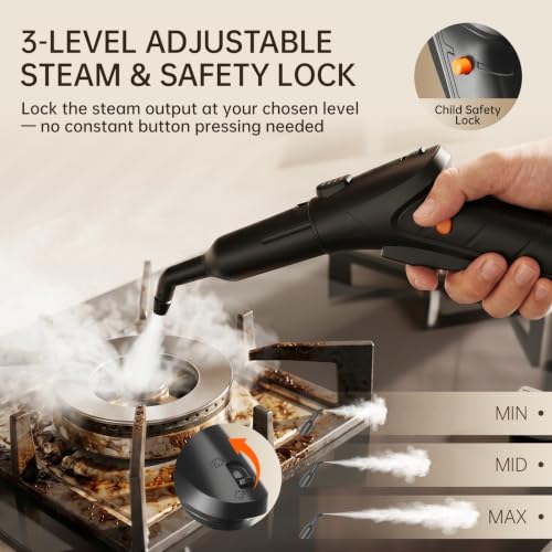 Black 21-in-1 Chemical-Free Steam Cleaner, Multipurpose Heavy-Duty Steamer
