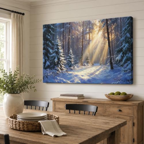 ANRUOXI Winter Scene Canvas Wall Art 24x36 Inch Vintage Nature Landscape