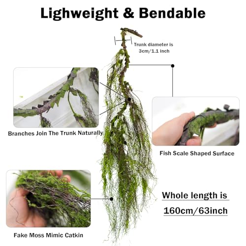 63 Inch Faux Willow Tree Branches Hanging Moss for Halloween & Decor