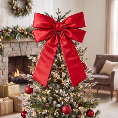 Norme 16 x 20 Inch Red Metallic Christmas Tree Topper Bow - Red / 16x20