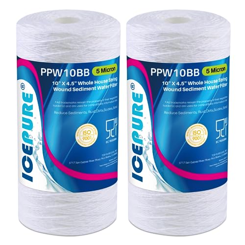 5 Micron 10x4.5 Inch Whole House Sediment Water Filter - Pack of 2