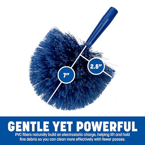 12-Pack Blue Sparta Round Duster Head 7 Inch for Overhead Cleaning - Soft Bristles