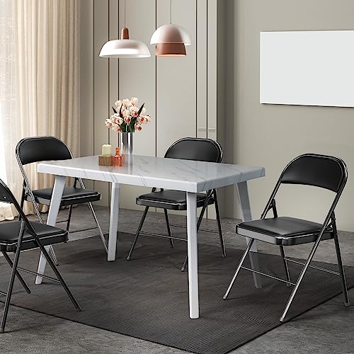 Black 2 Pack Folding Chairs with Padded Seats & Metal Frame, 350 lbs Capacity