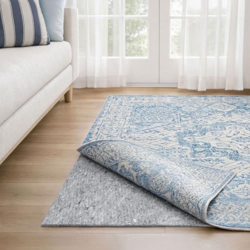 6' x 9' Rug Pad - 1/4 Inch Thick Felt and Rubber Non-Slip Underlay - Safe for All Floors