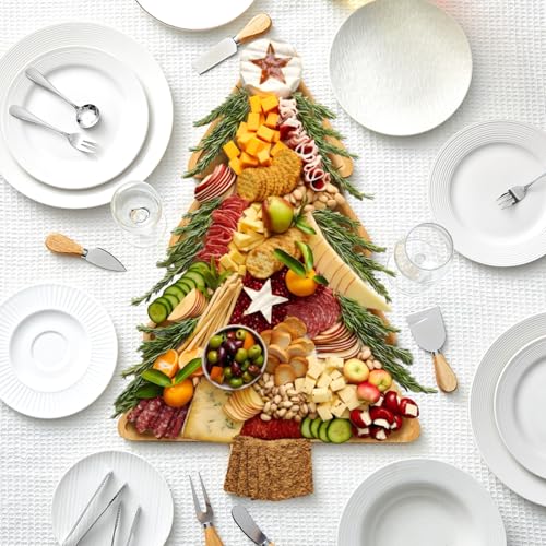 Liliful 76 Pcs Christmas Tree Charcuterie Board Set, Bamboo Color