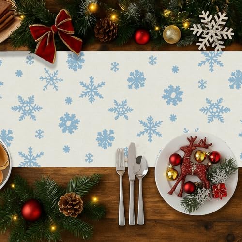 GPGHE Winter Gnome Christmas Table Runner 13'' x 72'' Blue Holiday Decor
