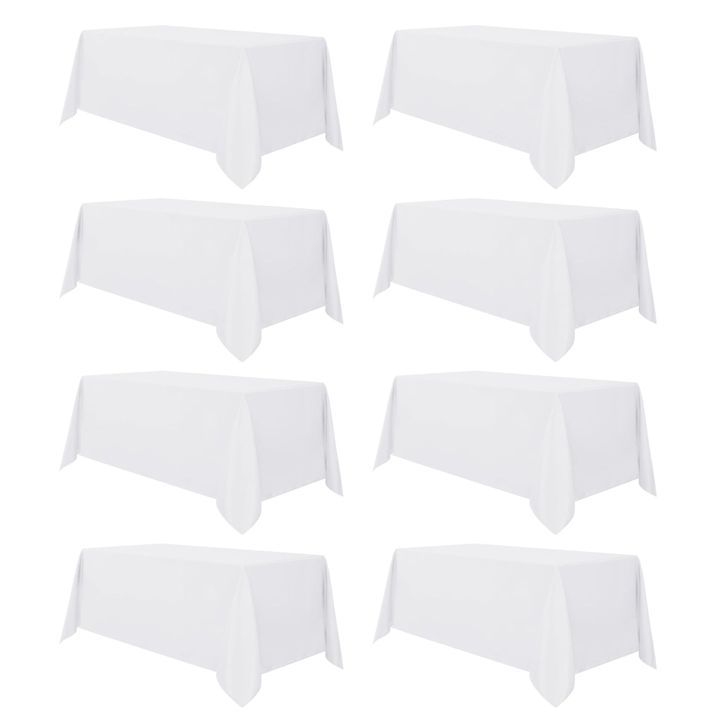 sancua 8 Pack White Tablecloth 90 x 132 Inch - Rectangle Table Cloth for 6 Feet Tables Stain and Wrinkle Resistant Washable Polyester Table Cover for Dining Wedding Banquet Party Buffet Restaurant