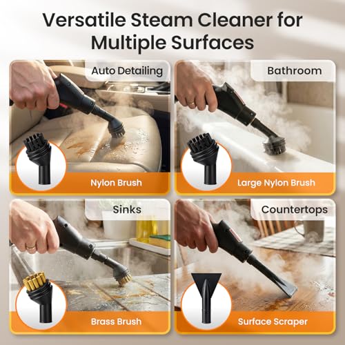 Portable Handheld Steam Cleaner Black 2500W for Home & Car Detailing