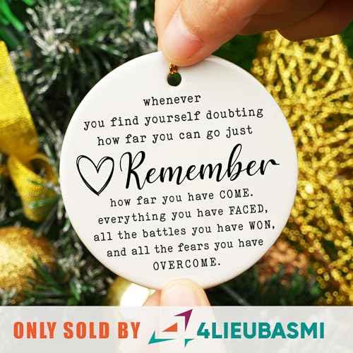 The Year I Beat Cancer Ornament 2025, Double-Sided Print Christmas Ceramic Ornament For Cancer Survivor - Breast Cancer Survivor Gifts, Cancer Free Gifts, Cancer Survivor Gifts For Woman, Man, Him, Her