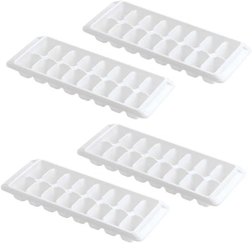Kitch Easy Release Ice Cube Tray - 16 Cubes Per Tray | Set of 4 for Effortless Ice Making