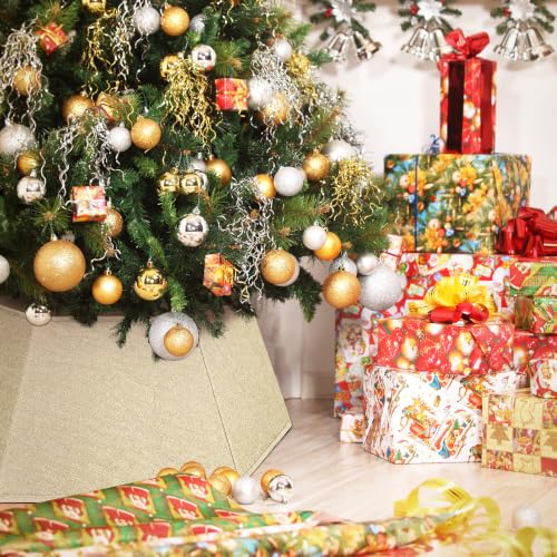 EverMerry Beige 26-Inch Foldable Christmas Tree Skirt for Artificial & Real Trees