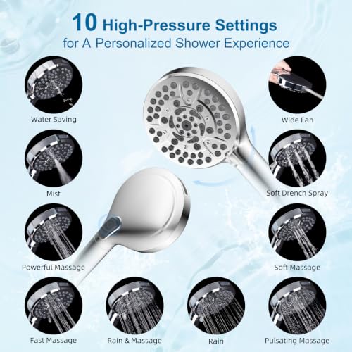 Square 12-Inch Metal Rain Shower Head Combo with Handheld & Extension Arm - Chrome