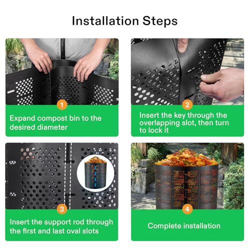 500 Gallon Outdoor Compost Bin Set - Expandable, Heavy-Duty Garden Composter with Gloves (Pack of 2)