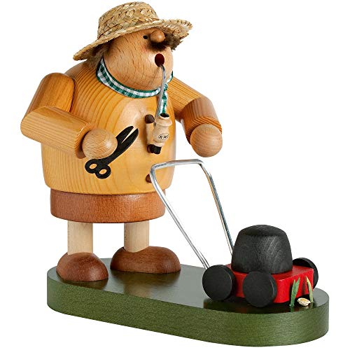 KWO 18 cm Wood Figurine - Mowing The Lawn, Multicolour Decor Figure
