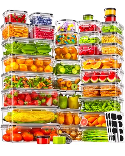 70 Pcs Food Storage Containers with Lids Set - BPA-Free Leak-Proof Reusable Kitchen Storage